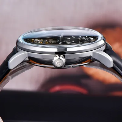 PAGANI DESIGN Men's Balance Wheel Automatic Leather Watch